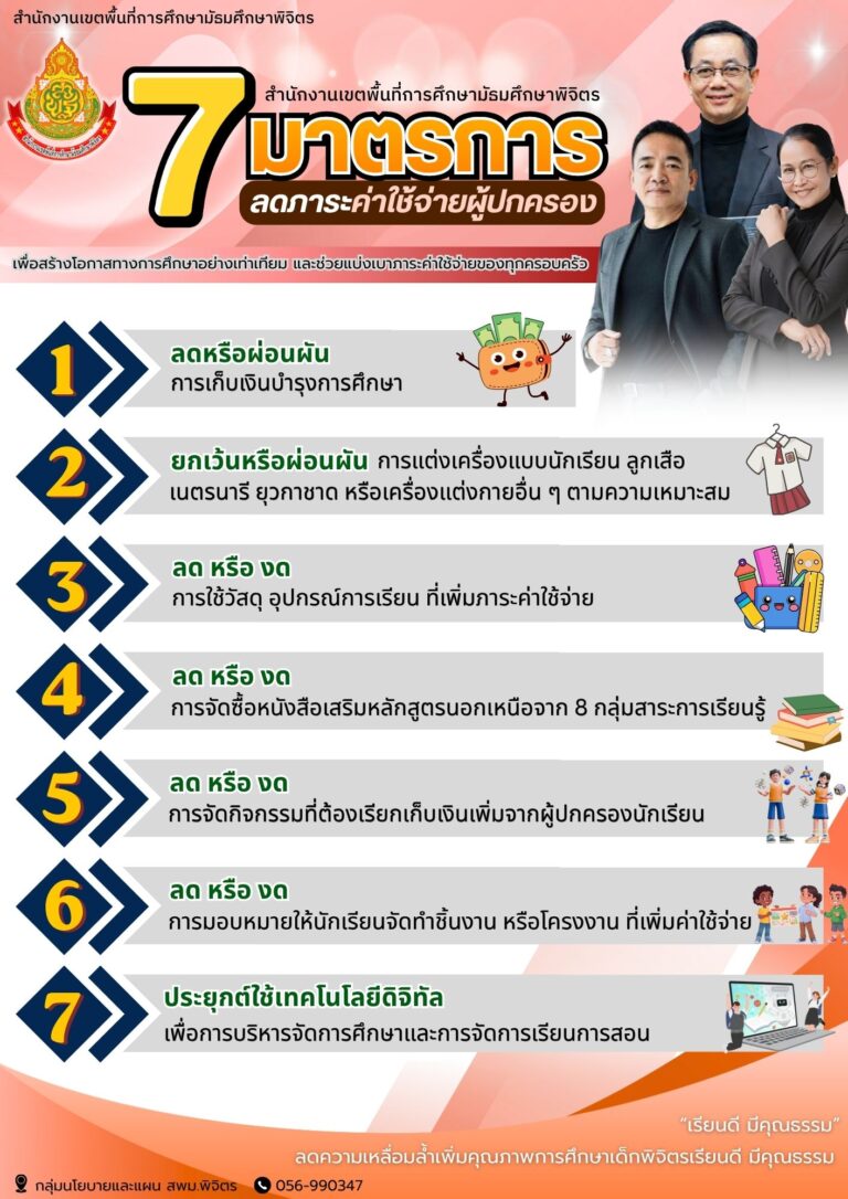 7 มาตรการลดภาระค่าใช้จ่ายผู้ปกครอง ตามนโยบายรัฐมนตรีว่าการกระทรวง ...
